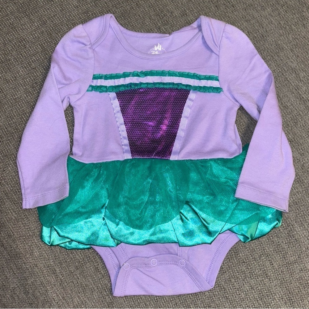 Disney Little Mermaid Ariel long sleeve bodysuit & skirt, size 12-18 months